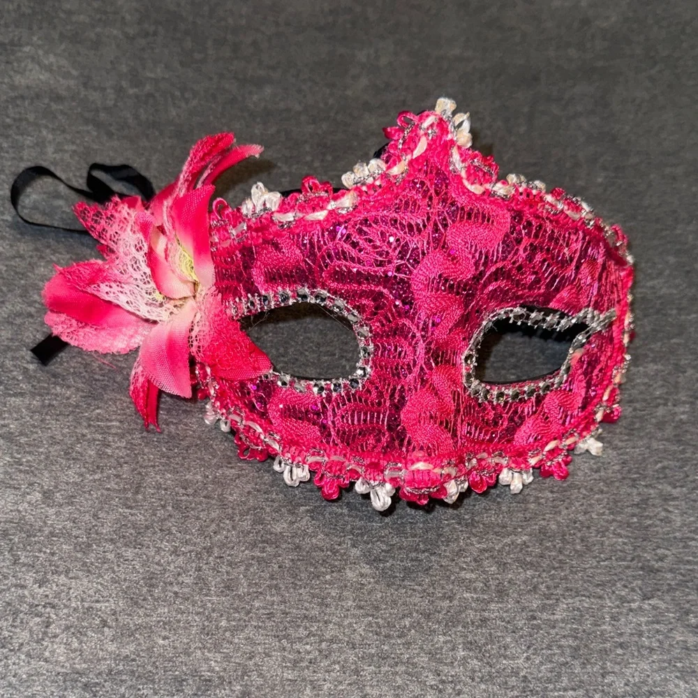 Glam Pink Lace Masquerade Mask